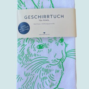 Geschirrtuch weiß "Hase" in grün